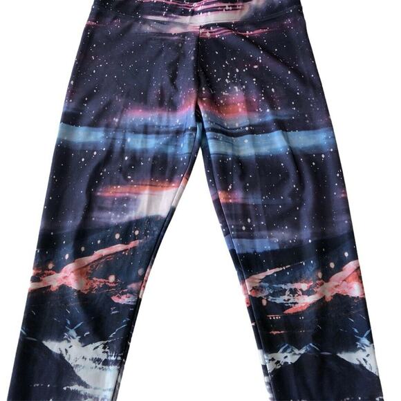 American Eagle Womens Size Medium High Rise Leggings Galaxy Print Stretch Yoga - Picture 3 of 6